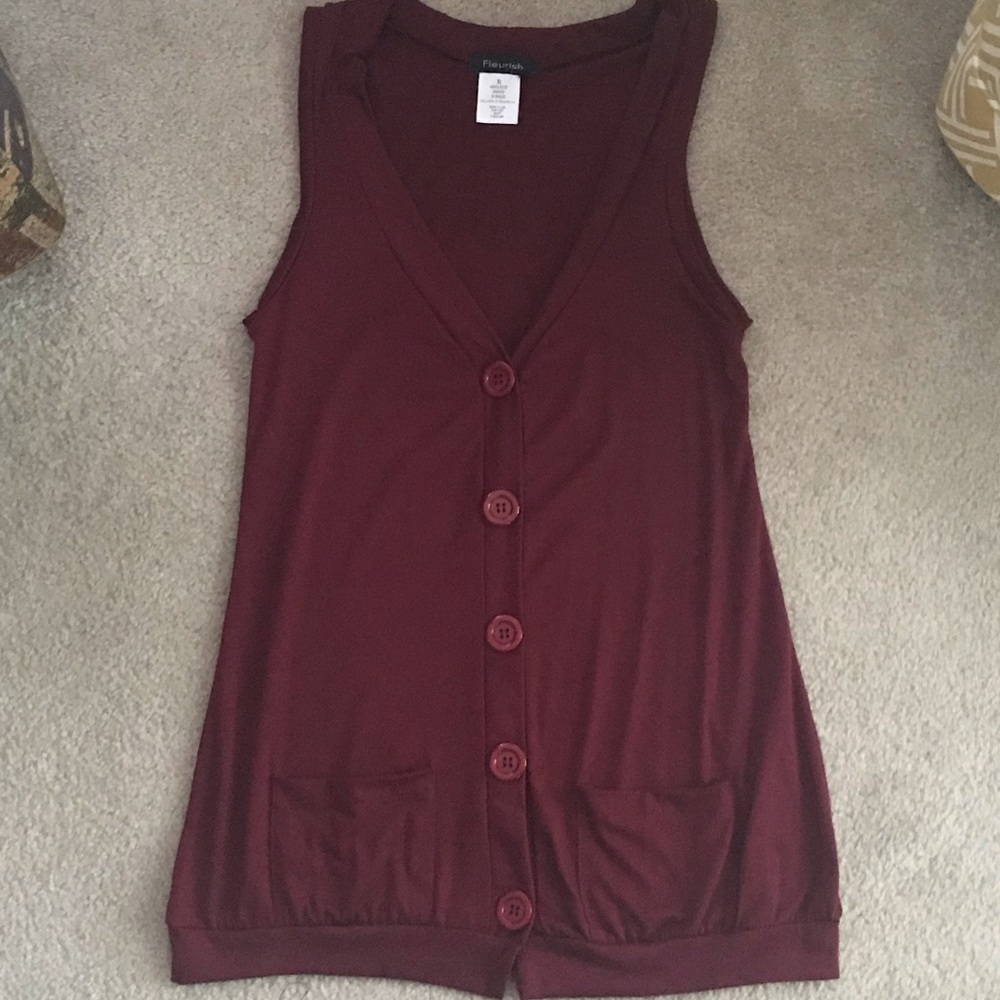 Maroon Button Down Vest